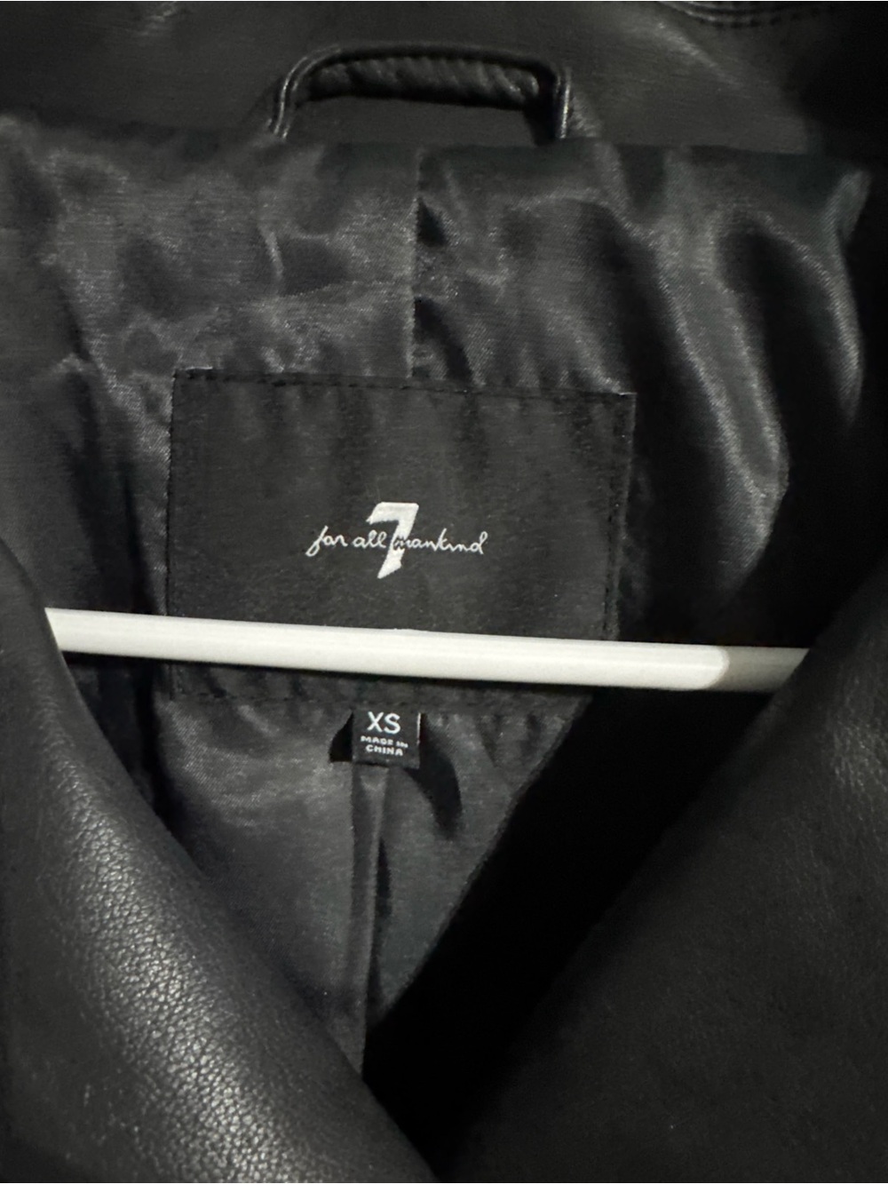 7 For All Mankind Black faux Leather Moto Jacket - Picture 3 of 7